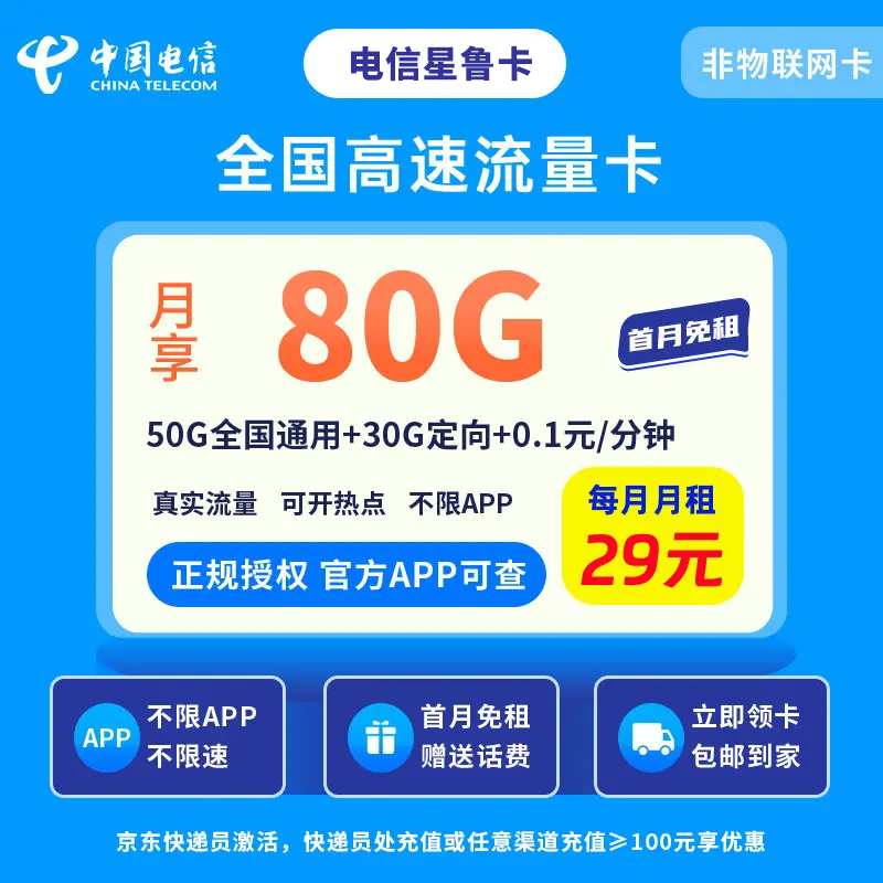 MF电信星鲁卡29元80G【只发山东】