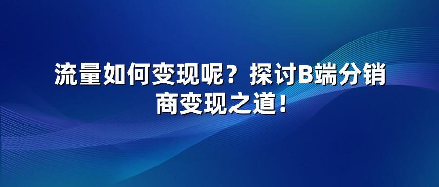 流量如何变现呢？探讨B端分销商变现之道！