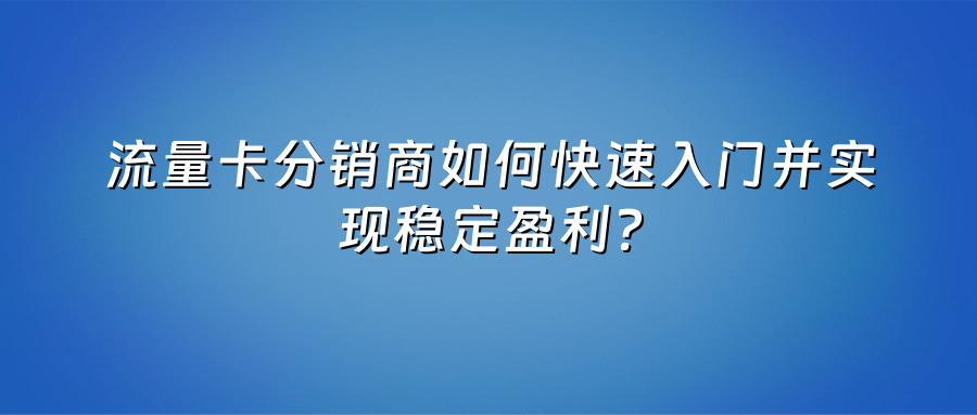 流量卡分销商如何快速入门并实现稳定盈利？