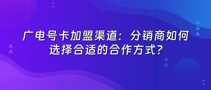 广电号卡加盟渠道：分销商如何选择合适的合作方式？