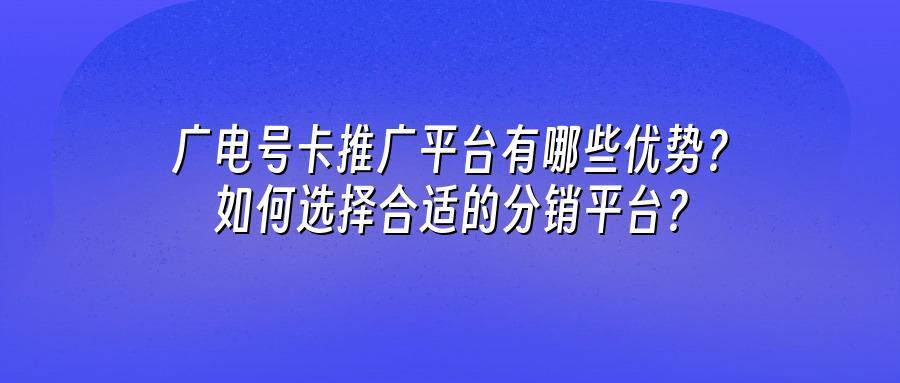 广电号卡推广平台有哪些优势？如何选择合适的分销平台？